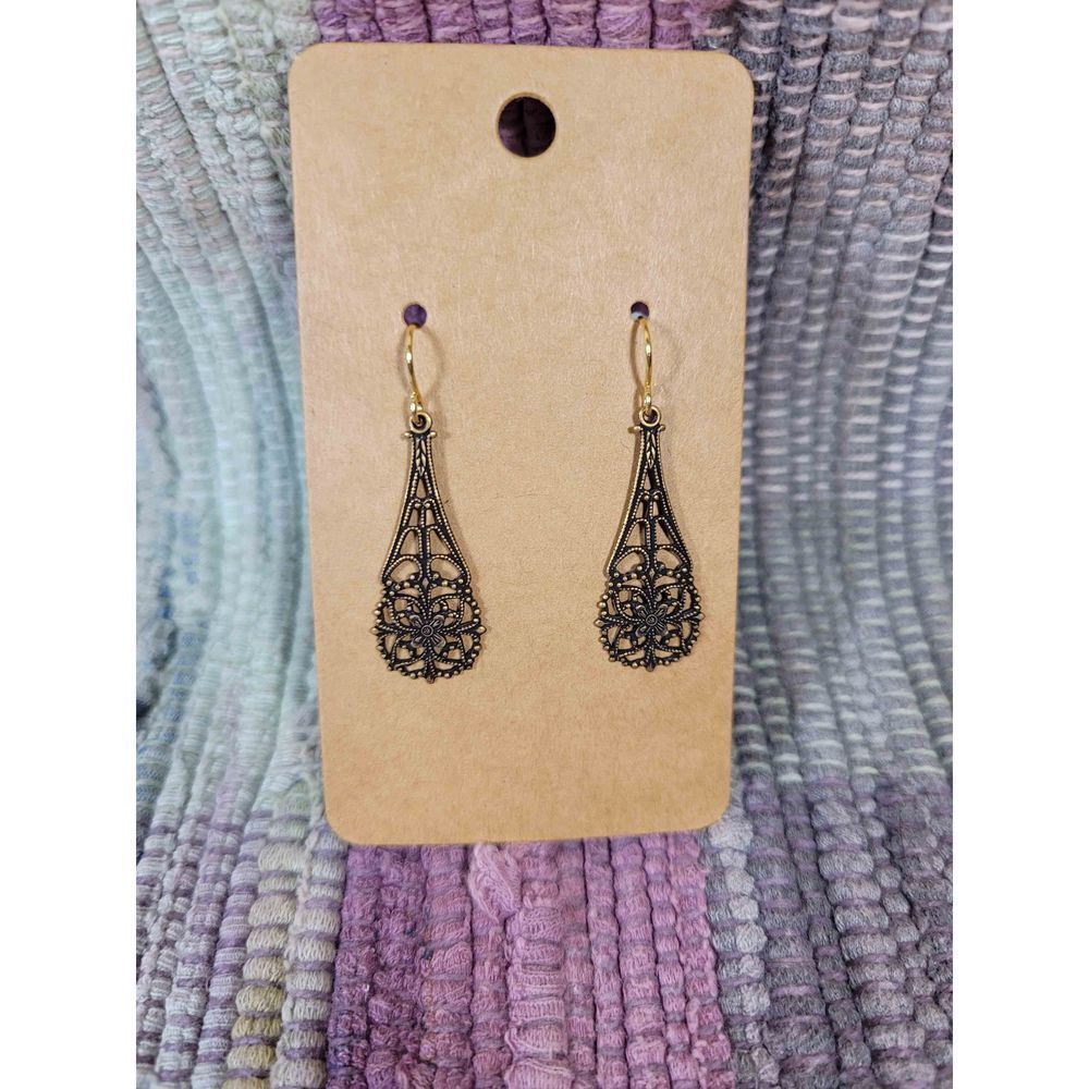 (3 for $15)~JoMa~ Antique Brass Filigree Drop Earrings- NWT